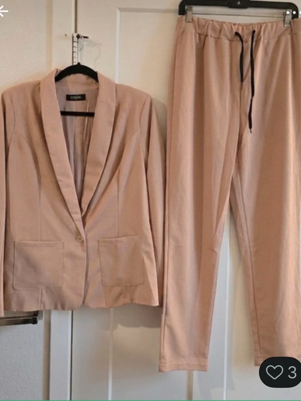 Blush Pink Tailored Jacket & Drawstring Pants Set